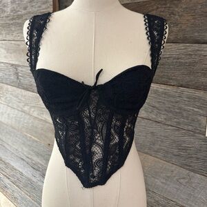 For Love & Lemons 
Black Lace Corset Top
Size: XS